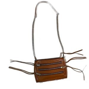 Rebecca Minkoff Handbag Caramel Multi-Zipper Chain Crossbody Strap Edgy Boho